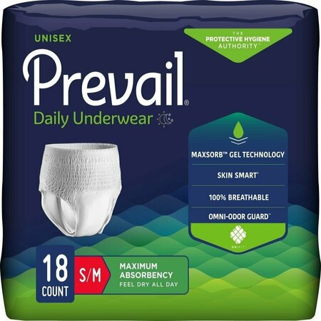 PREVAIL Maximum Absorbent Underwear, Small / Medium, 72PK PVS-512